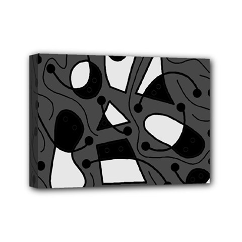 Playful Abstract Art - Gray Mini Canvas 7  X 5  by Valentinaart