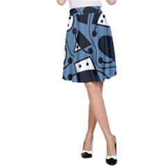 Playful Abstract Art - Blue A-line Skirt by Valentinaart