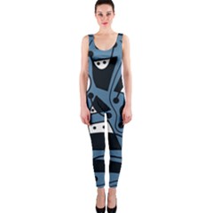 Playful Abstract Art - Blue Onepiece Catsuit by Valentinaart