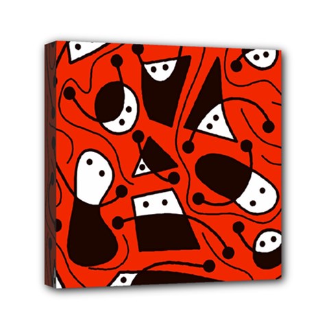 Playful Abstract Art - Red Mini Canvas 6  X 6 