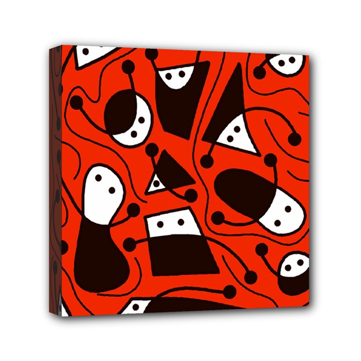 Playful abstract art - red Mini Canvas 6  x 6 