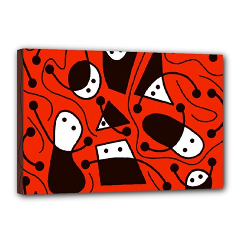 Playful abstract art - red Canvas 18  x 12 