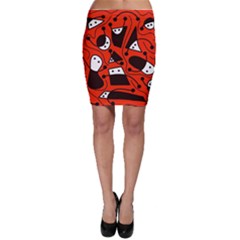 Playful abstract art - red Bodycon Skirt