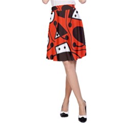 Playful abstract art - red A-Line Skirt