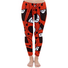 Playful abstract art - red Winter Leggings 