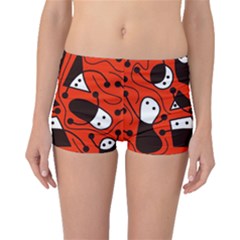 Playful abstract art - red Boyleg Bikini Bottoms