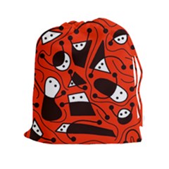 Playful abstract art - red Drawstring Pouches (XXL)