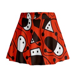 Playful abstract art - red Mini Flare Skirt