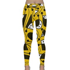 Playful Abstract Art - Yellow Yoga Leggings  by Valentinaart