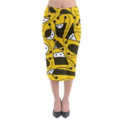 Playful Abstract Art - Yellow Midi Pencil Skirt by Valentinaart