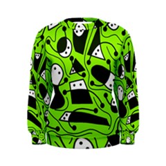 Playful Abstract Art - Green Women s Sweatshirt by Valentinaart