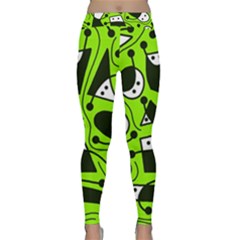 Playful Abstract Art - Green Yoga Leggings  by Valentinaart