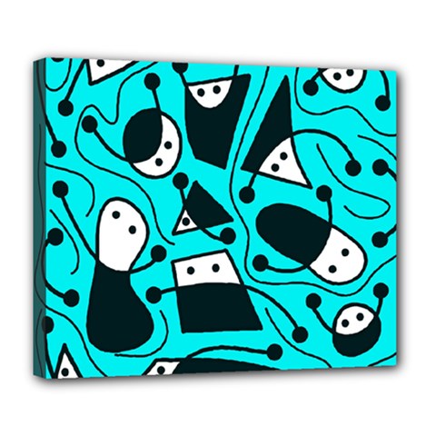 Playful Abstract Art - Cyan Deluxe Canvas 24  X 20  