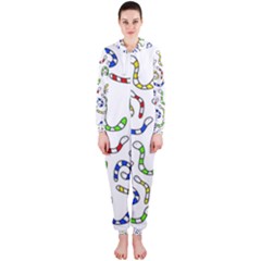 Colorful worms  Hooded Jumpsuit (Ladies) 