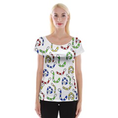 Colorful worms  Women s Cap Sleeve Top