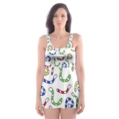 Colorful worms  Skater Dress Swimsuit