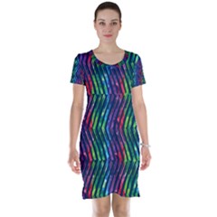 Colorful Lines Short Sleeve Nightdress