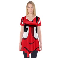 Halloween Frankenstein - Red Short Sleeve Tunic  by Valentinaart