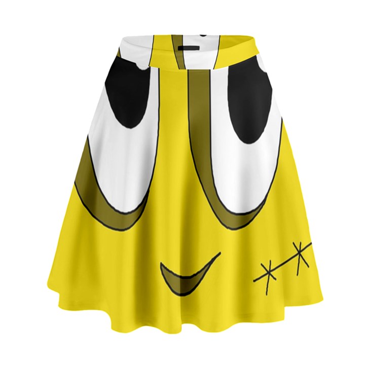 Halloween Frankenstein - yellow High Waist Skirt