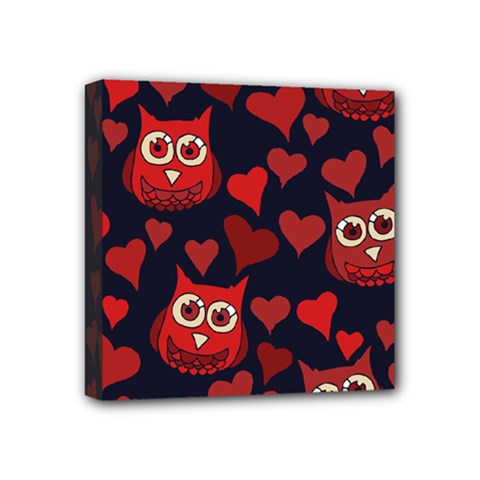 Owl You Need In Love Owls Mini Canvas 4  X 4  by BubbSnugg