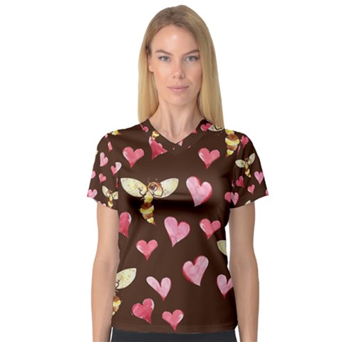 Honey Bee Love Bees Women s V-neck Sport Mesh Tee by BubbSnugg