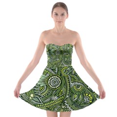 Green Boho Flower Pattern Zz0105  Strapless Dresses by Zandiepants