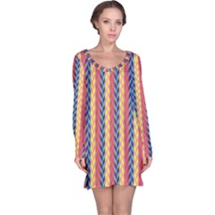 Colorful Chevron Retro Pattern Long Sleeve Nightdress