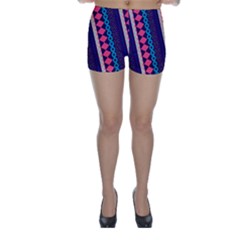 Purple And Pink Retro Geometric Pattern Skinny Shorts by DanaeStudio