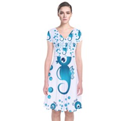 Seahorsesb Short Sleeve Front Wrap Dress by vanessagf
