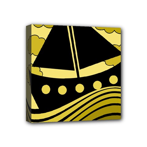 Boat - Yellow Mini Canvas 4  X 4  by Valentinaart