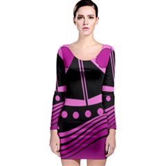 Boat - Magenta Long Sleeve Bodycon Dress by Valentinaart