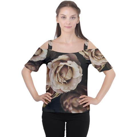 Roses Flowers Women s Cutout Shoulder Tee by vanessagf