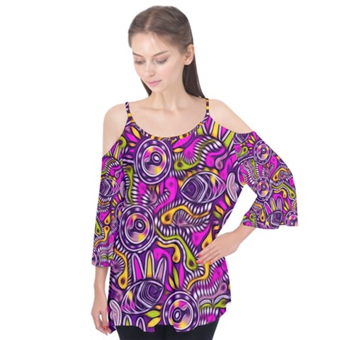 Purple Tribal Abstract Fish Flutter Tees by KirstenStar