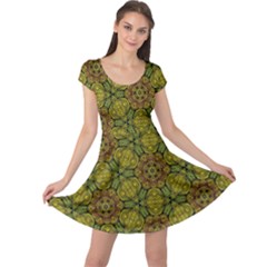 Camo Abstract Shell Pattern Cap Sleeve Dresses