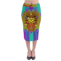 Flower Mice In Peace Balls Pop Art Midi Pencil Skirt by pepitasart