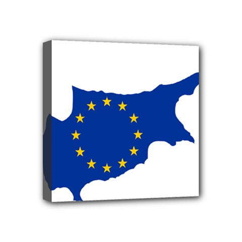 European Flag Map Of Cyprus  Mini Canvas 4  X 4  by abbeyz71