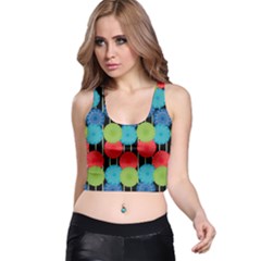 Vibrant Retro Pattern Racer Back Crop Top