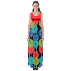 Vibrant Retro Pattern Empire Waist Maxi Dress