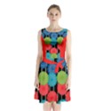 Vibrant Retro Pattern Sleeveless Chiffon Waist Tie Dress View1