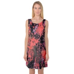 Pink And Black Abstract Splatter Paint Pattern Sleeveless Satin Nightdress by traceyleeartdesigns