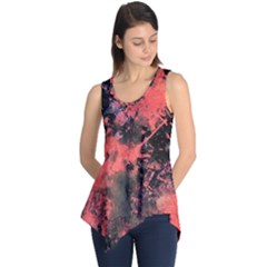 Pink And Black Abstract Splatter Paint Pattern Sleeveless Tunic by traceyleeartdesigns