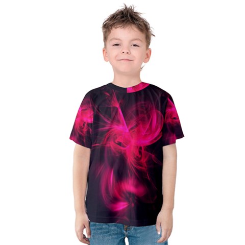 Pink Flame Fractal Pattern Kid s Cotton Tee by traceyleeartdesigns