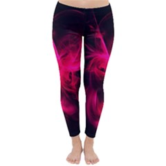 Pink Flame Fractal Pattern Winter Leggings  by traceyleeartdesigns