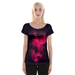 Pink Flame Fractal Pattern Women s Cap Sleeve Top