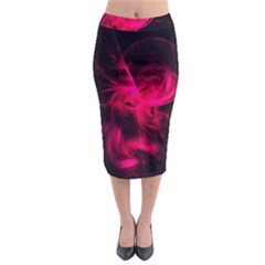 Pink Flame Fractal Pattern Midi Pencil Skirt by traceyleeartdesigns