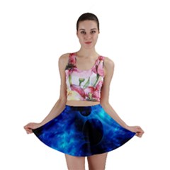 Blue Universe Fractal Pattern Mini Skirt