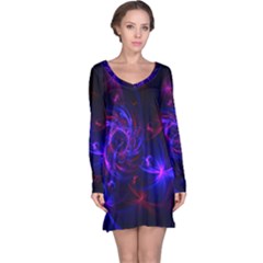 Pink, Red And Blue Swirl Fractal Long Sleeve Nightdress