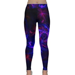 Pink, Red And Blue Swirl Fractal Yoga Leggings  by traceyleeartdesigns