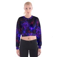 Pink, Red And Blue Swirl Fractal Women s Cropped Sweatshirt