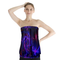 Pink, Red And Blue Swirl Fractal Strapless Top